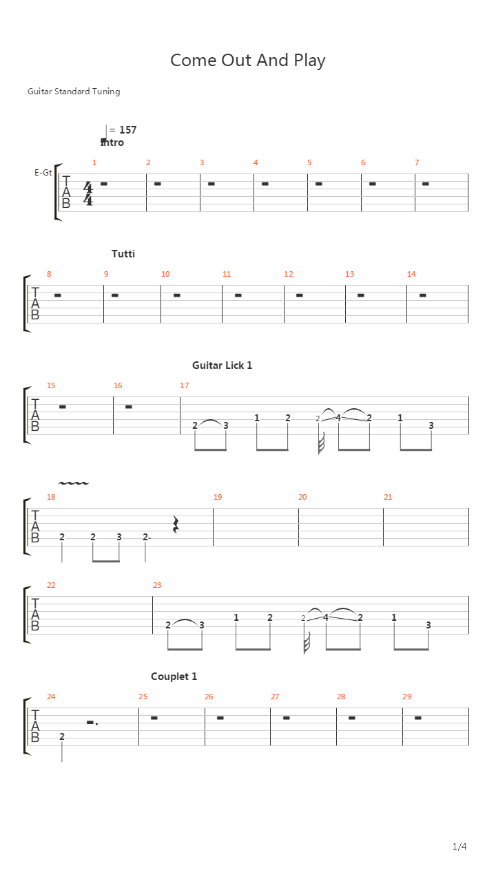 Come Out And Play吉他谱