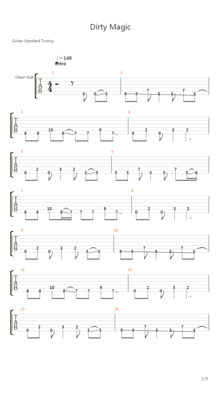 Dirty Magic吉他谱