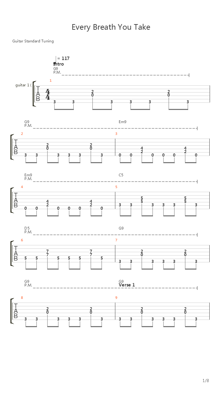 Every Breath You Take吉他谱