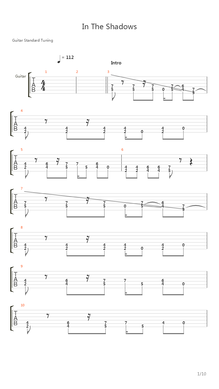 In The Shadows吉他谱