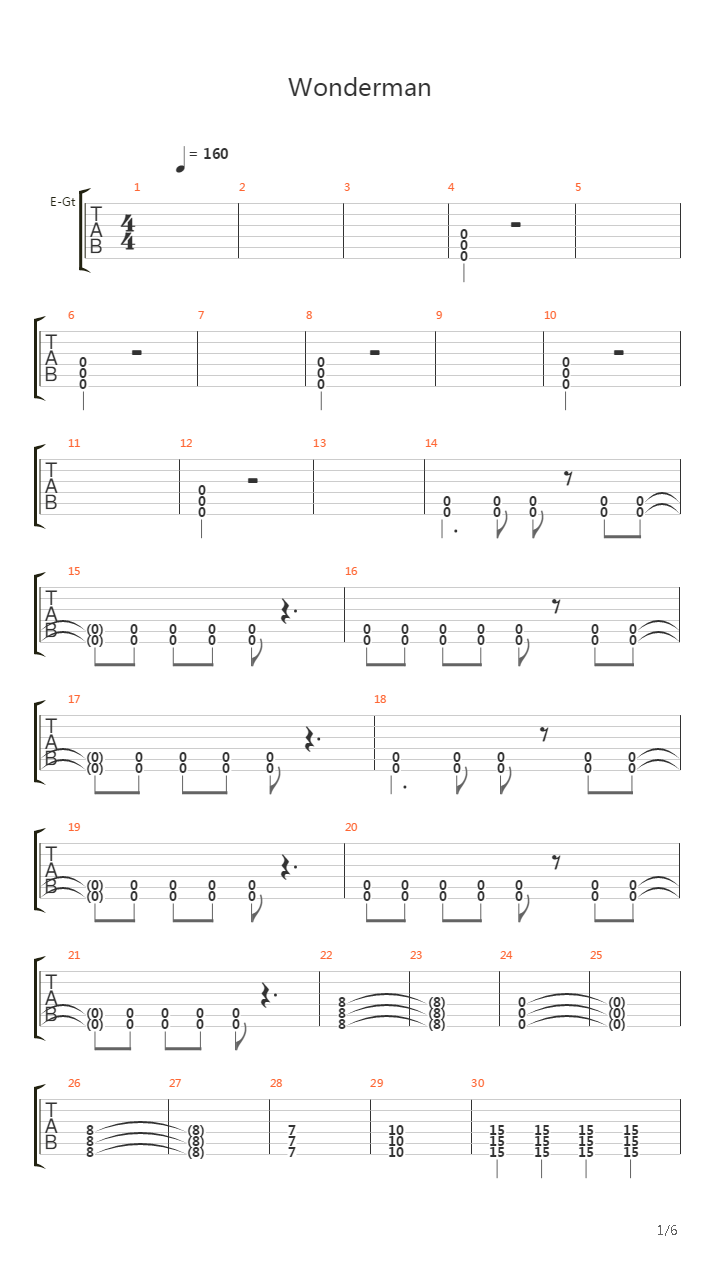 Wonderman吉他谱