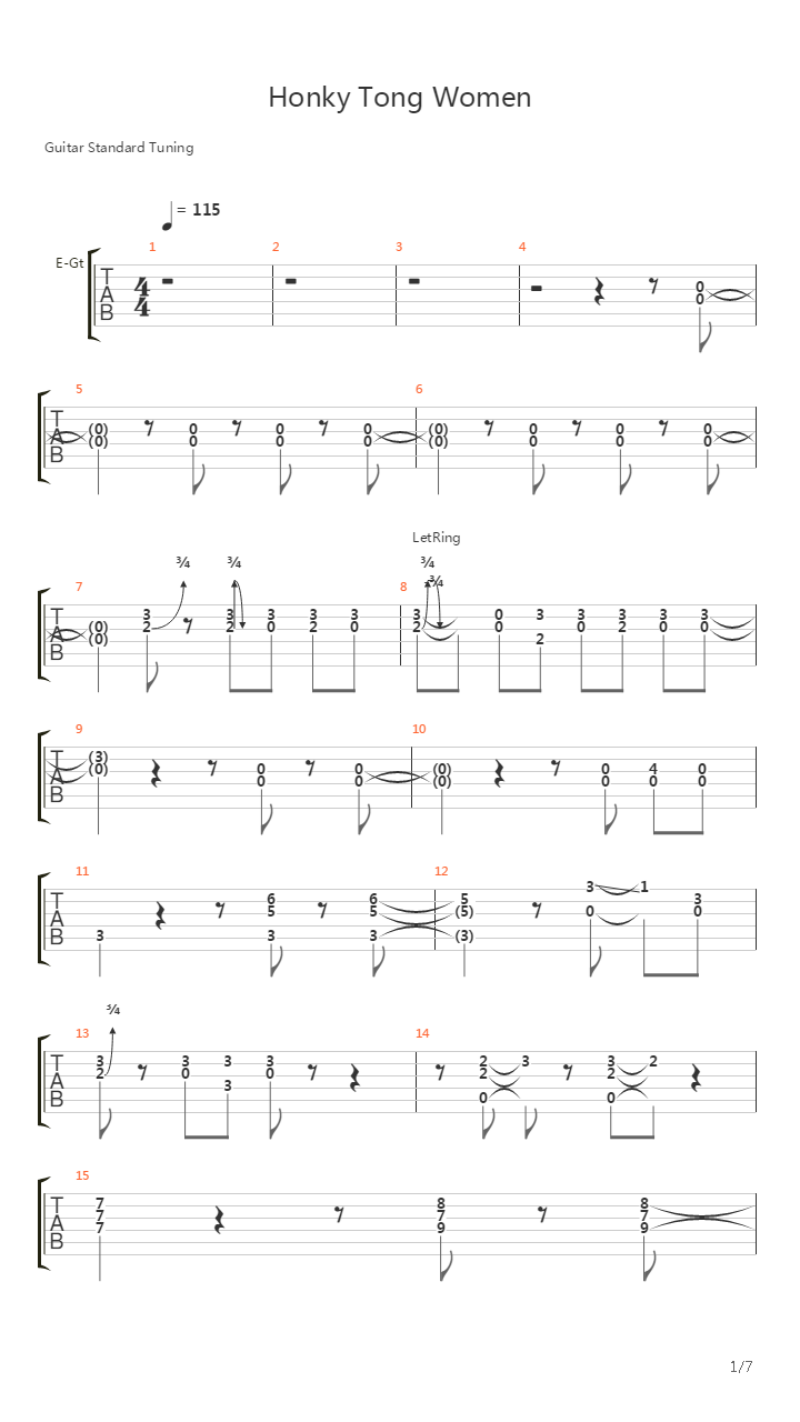 Honky Tonk Woman吉他谱