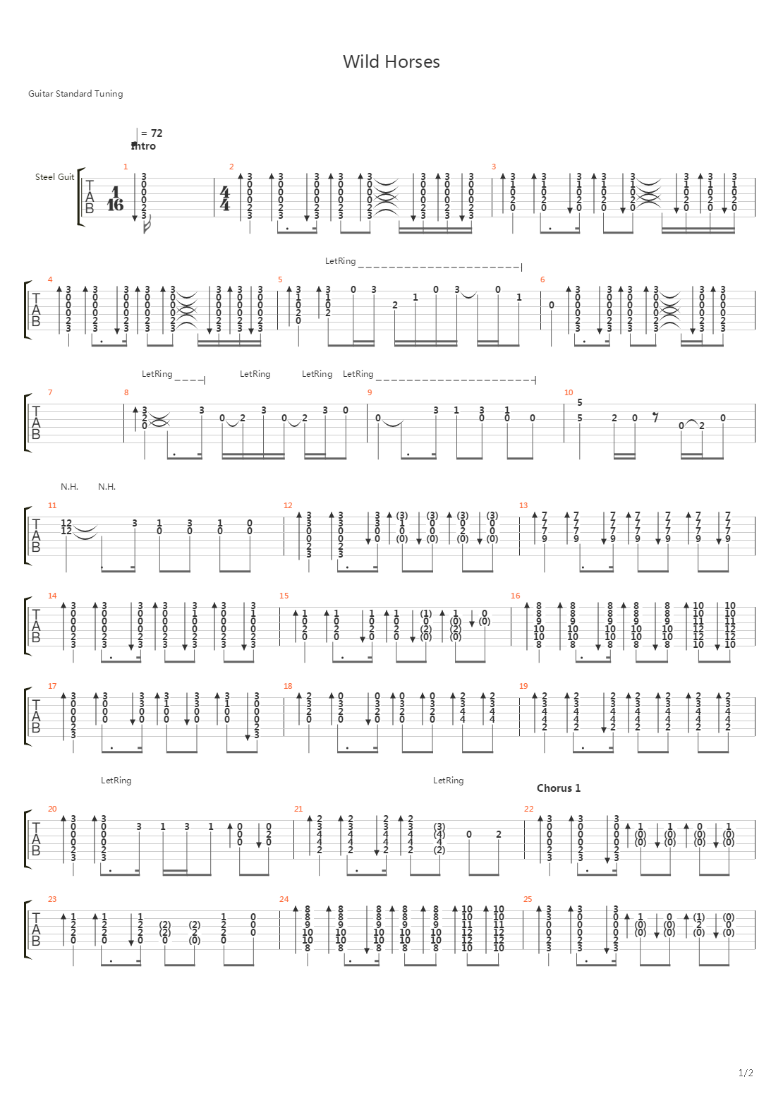 Wild Horses吉他谱