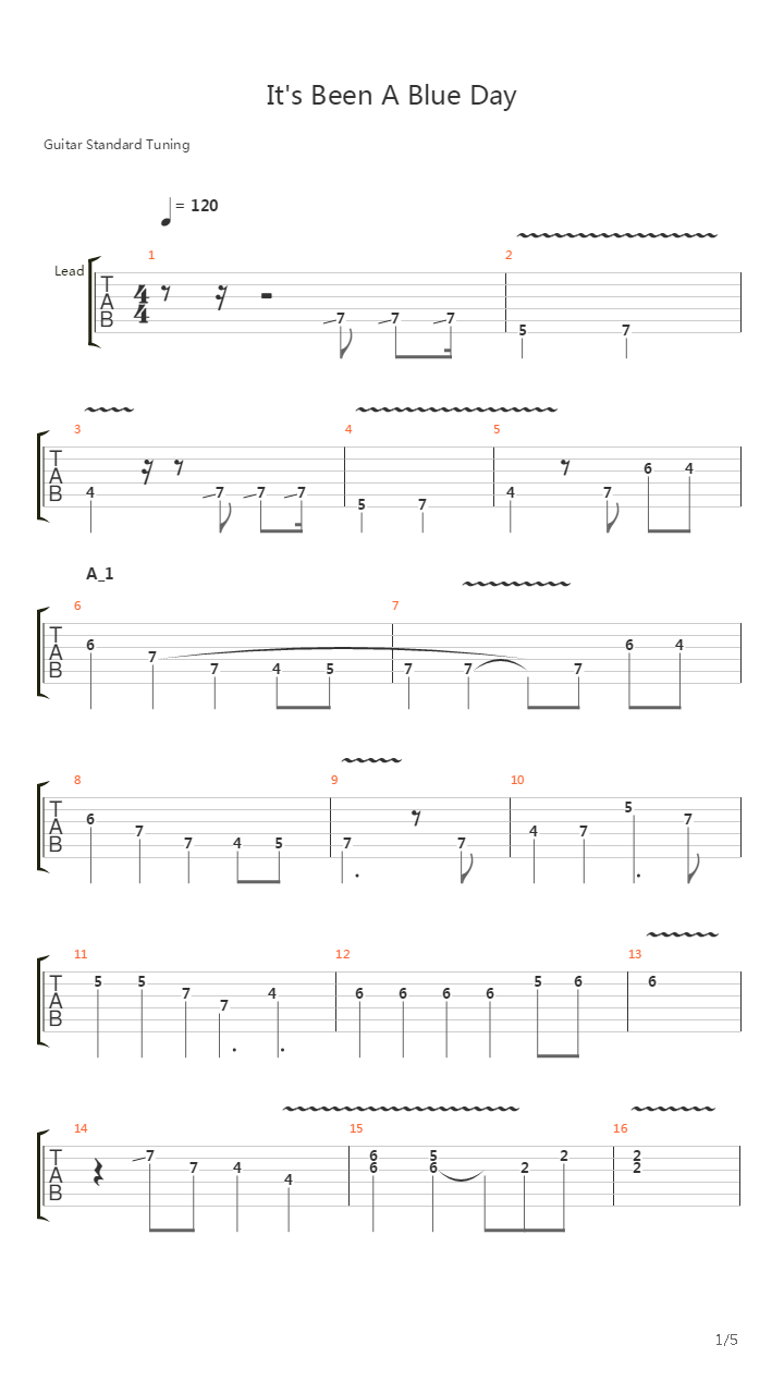 Its Been A Blue Day吉他谱