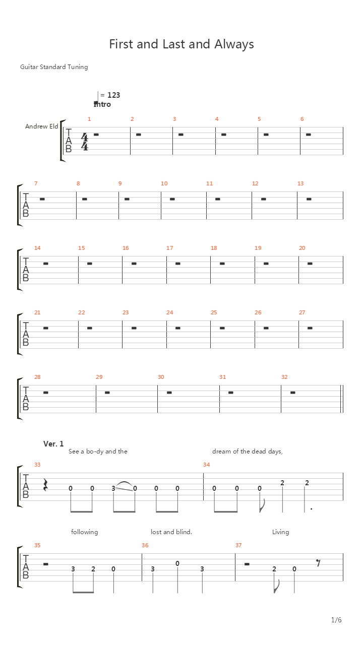 First And Last And Always吉他谱