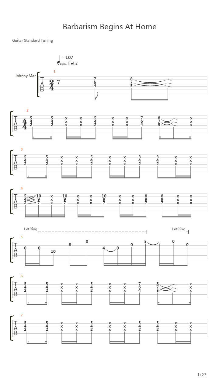 Barbarism Begins At Home吉他谱