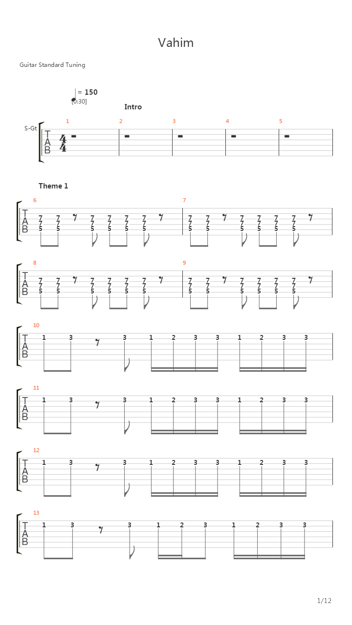 Vahim吉他谱