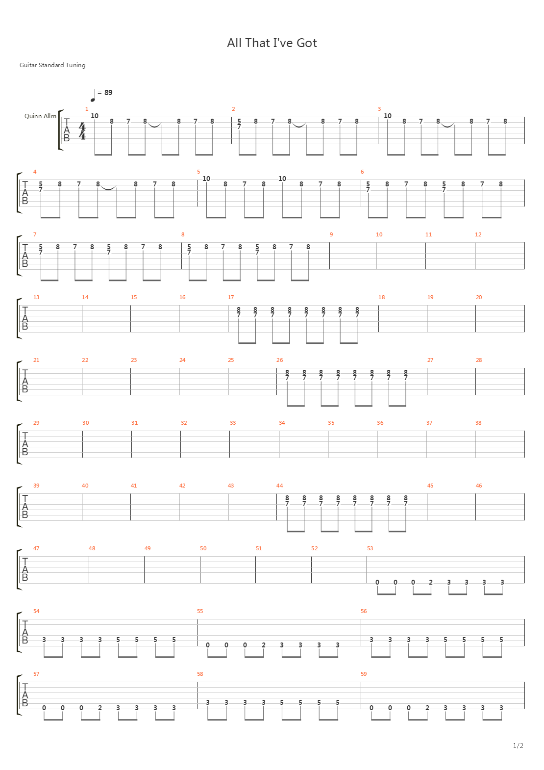 All That Ive Got吉他谱