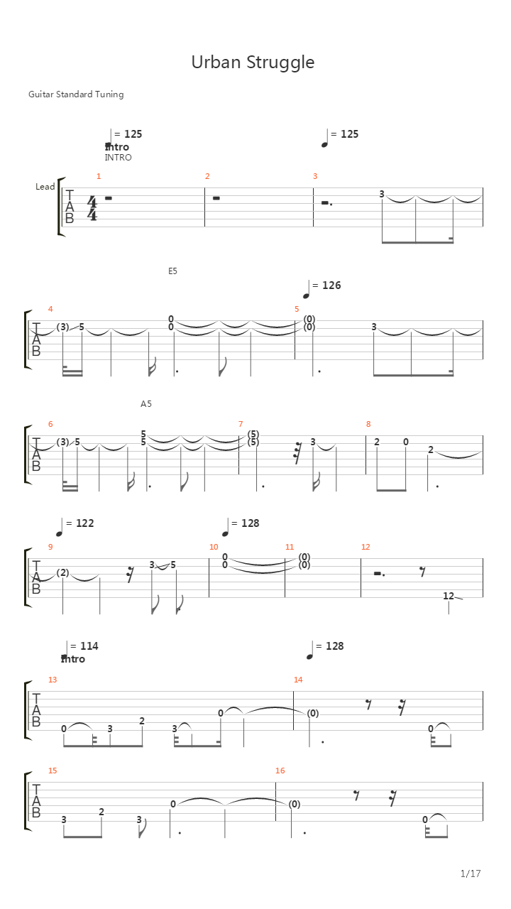 Urban Struggle吉他谱