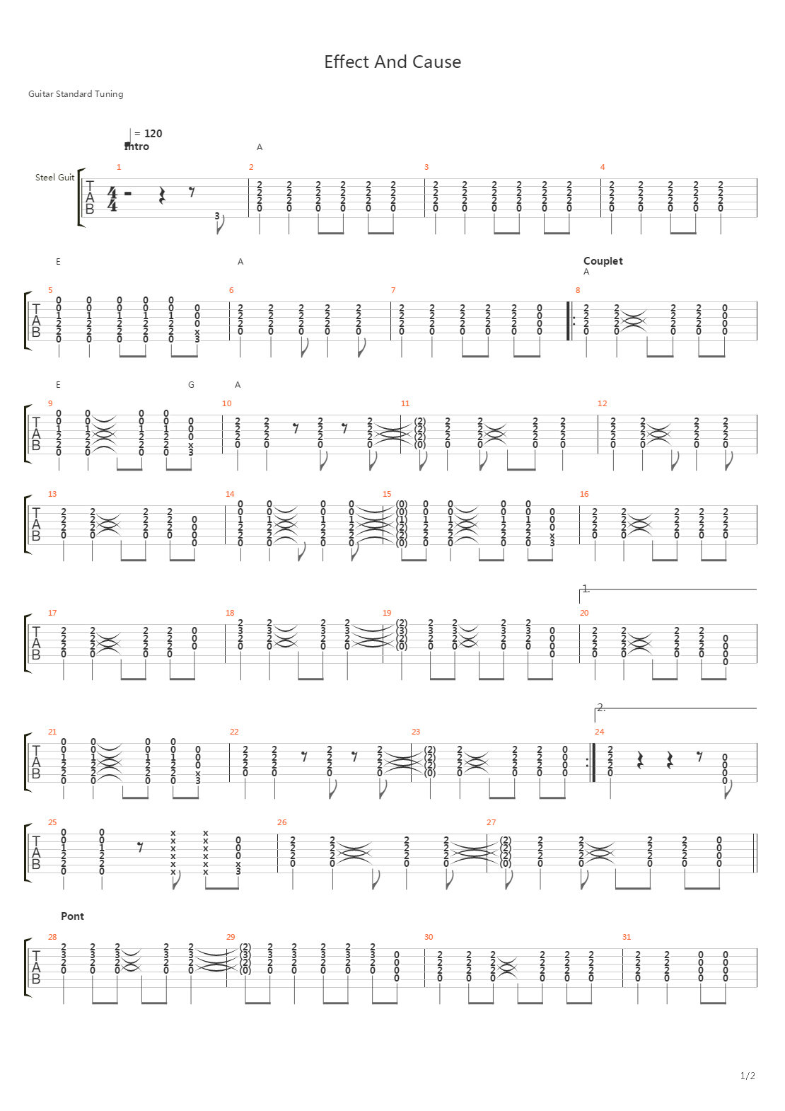 Effect And Cause吉他谱