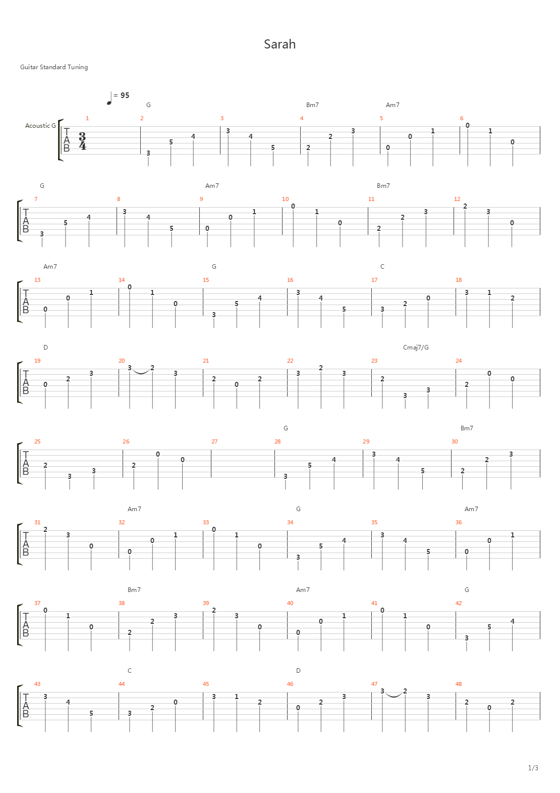 Sarah吉他谱
