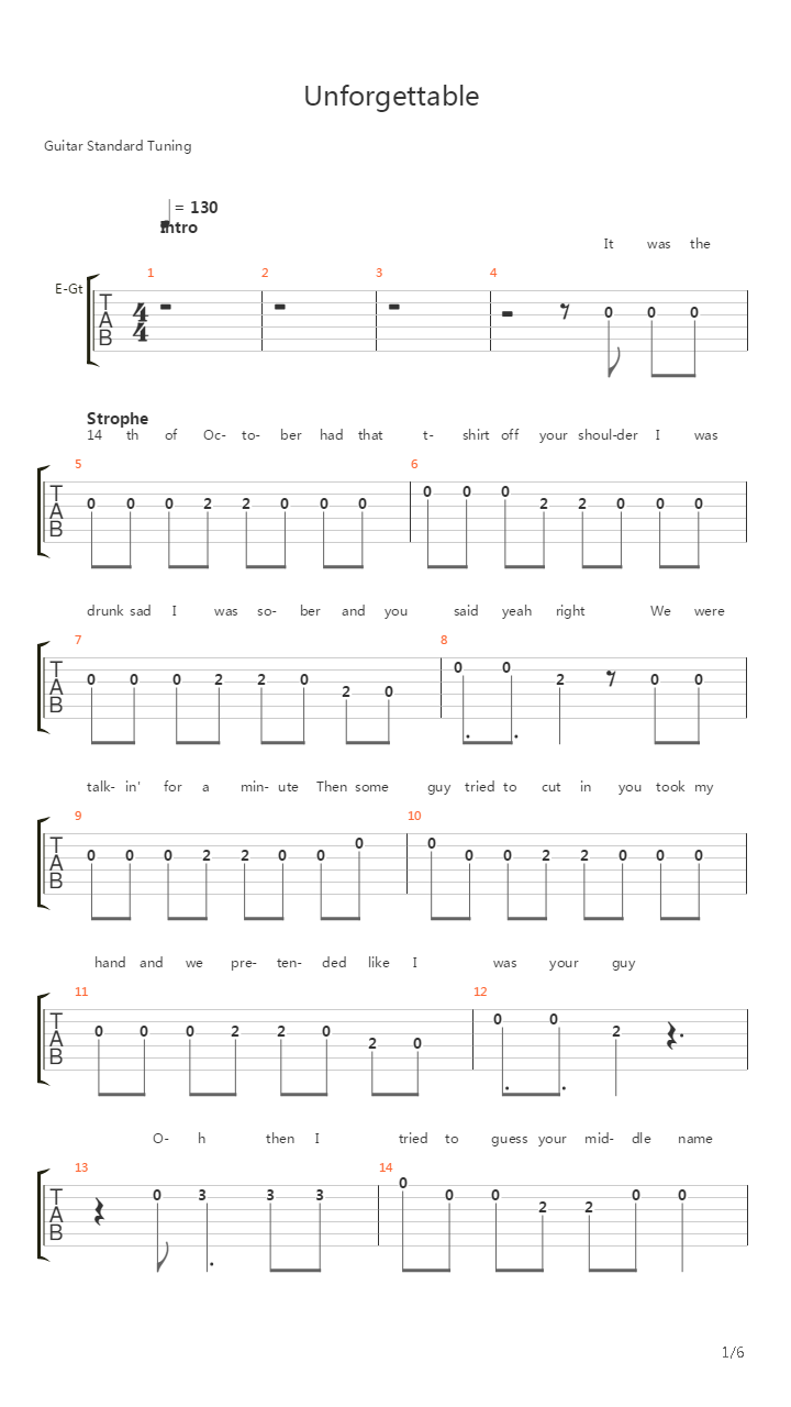 Unforgettable吉他谱