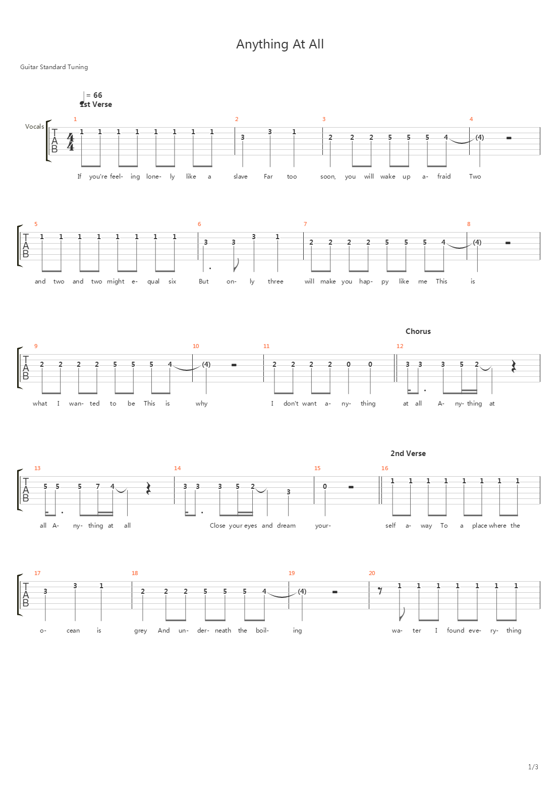 Anything At All吉他谱