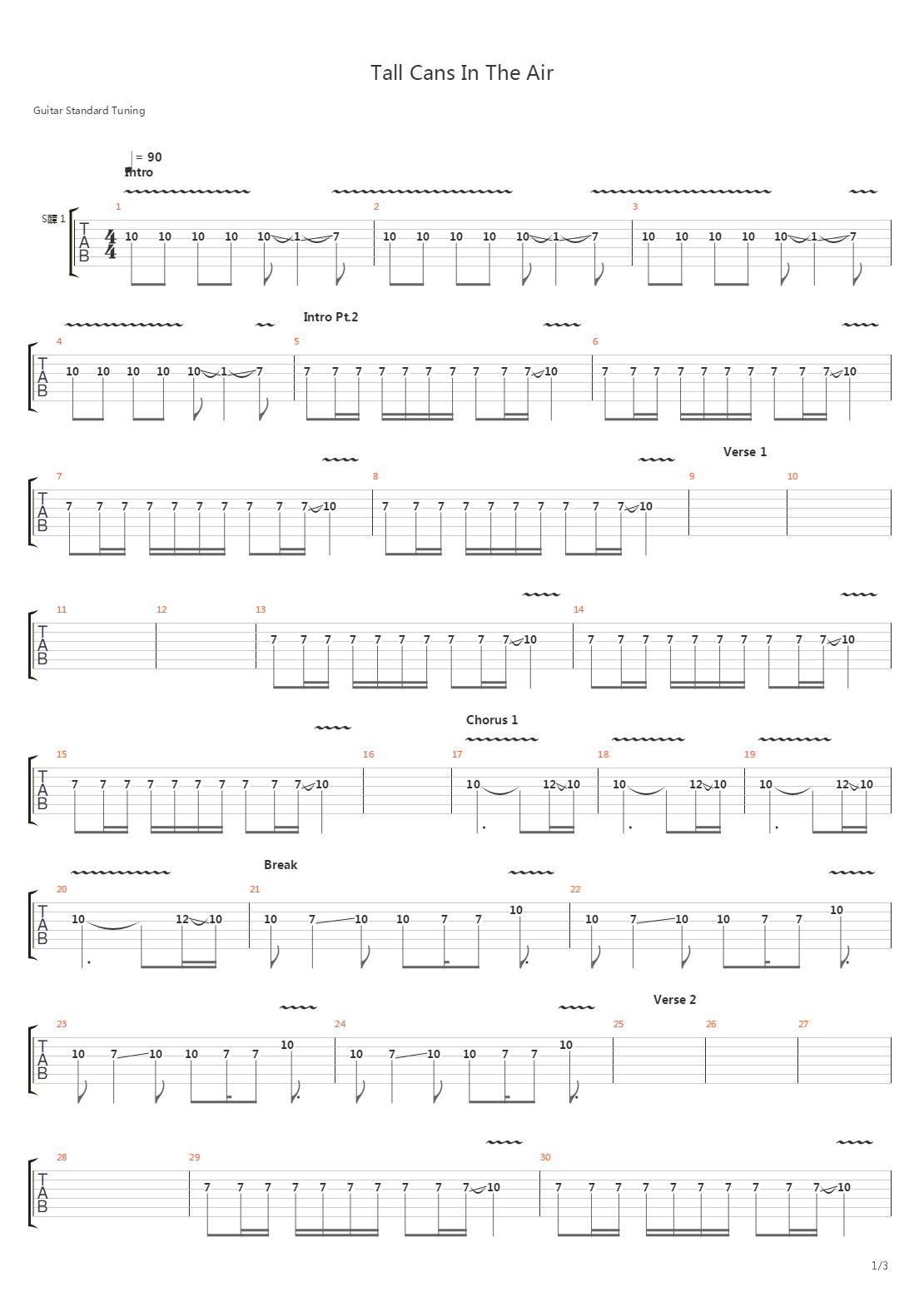 Tall Cans In The Air吉他谱