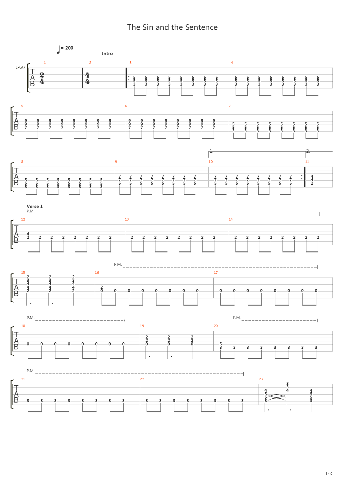 The Sin And The Sentence吉他谱