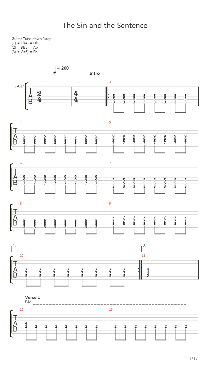 The Sin And The Sentence吉他谱