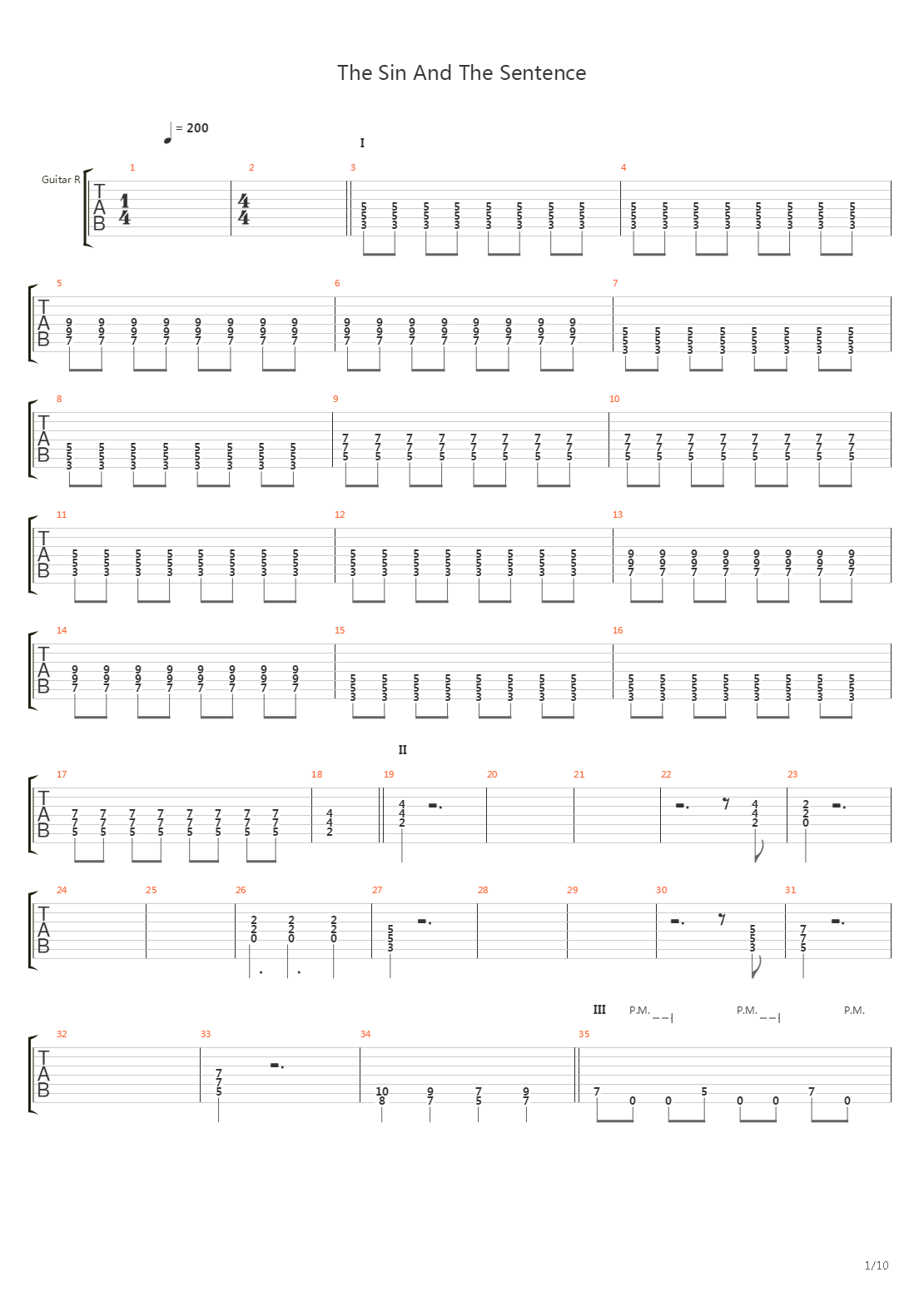The Sin And The Sentence吉他谱