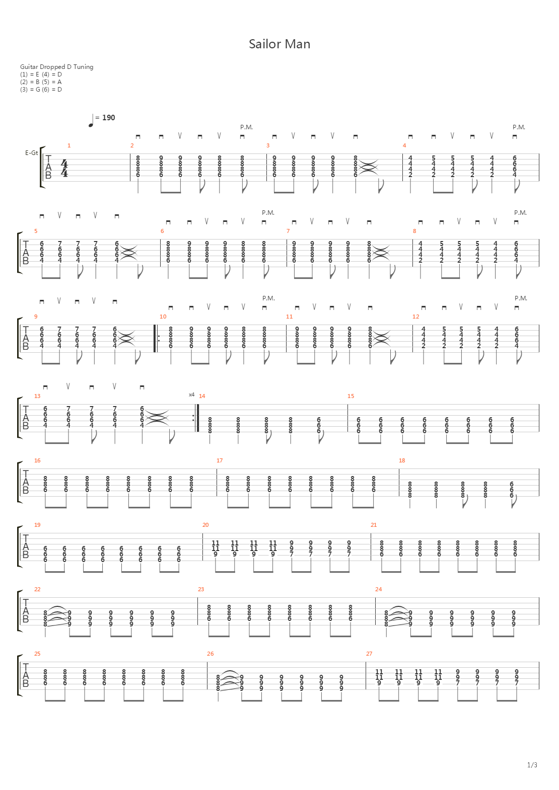 Sailor Man吉他谱
