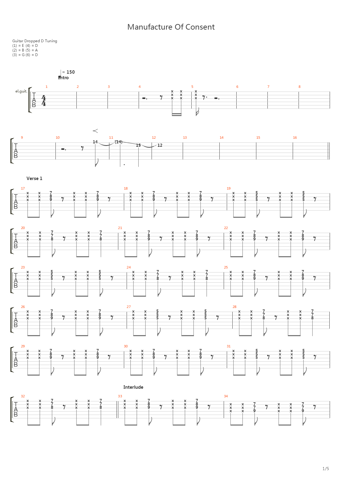 Manufacture Of Consent吉他谱