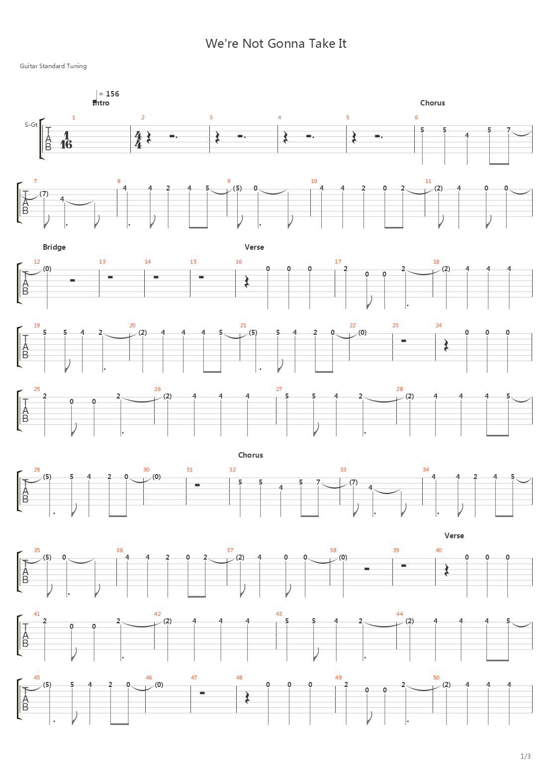Were Not Gonna Take It吉他谱