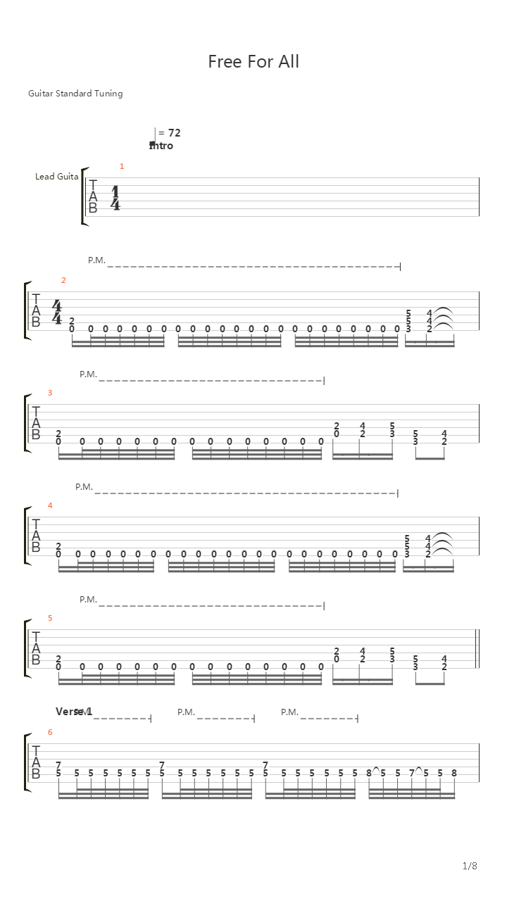 Free For All吉他谱