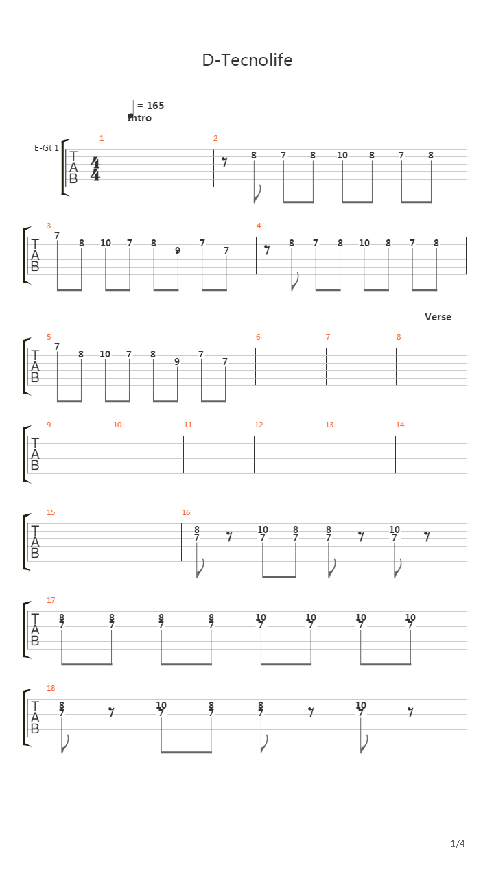 D-Tecnolife吉他谱