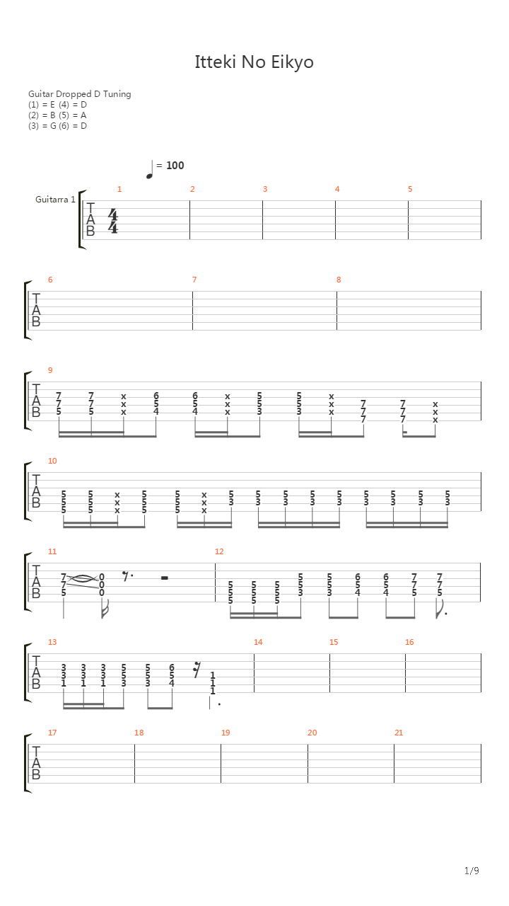 Itteki No Eikyo吉他谱