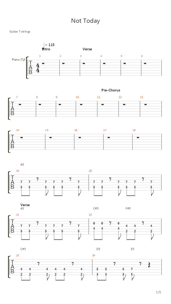 Not Today吉他谱