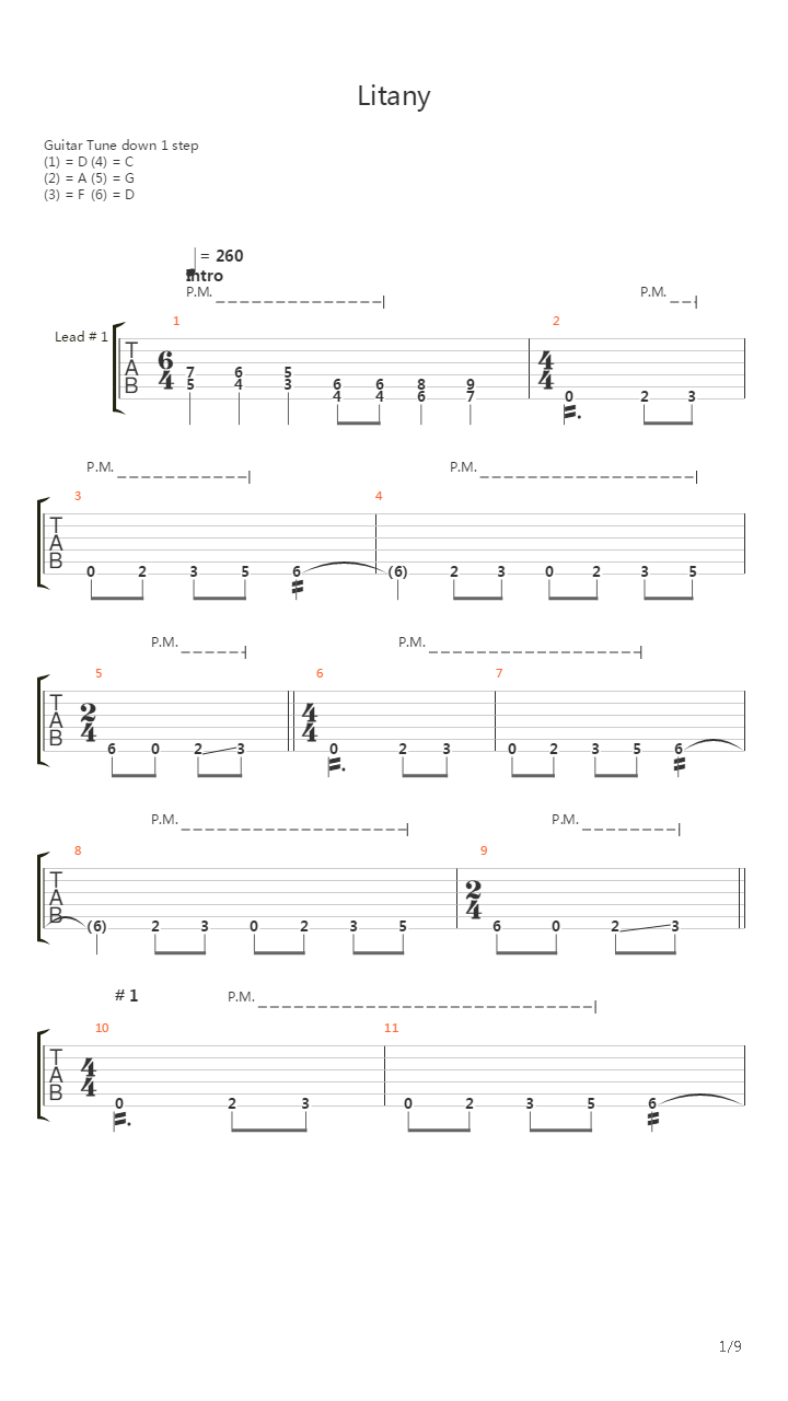 Litany吉他谱