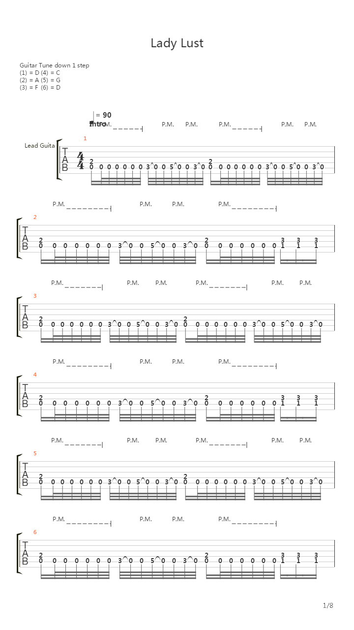 Lady Lust吉他谱