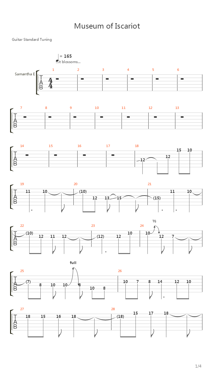 Museum Of Iscariot solo吉他谱