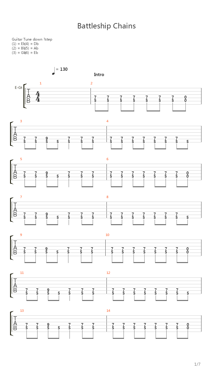 Battleship Chains吉他谱