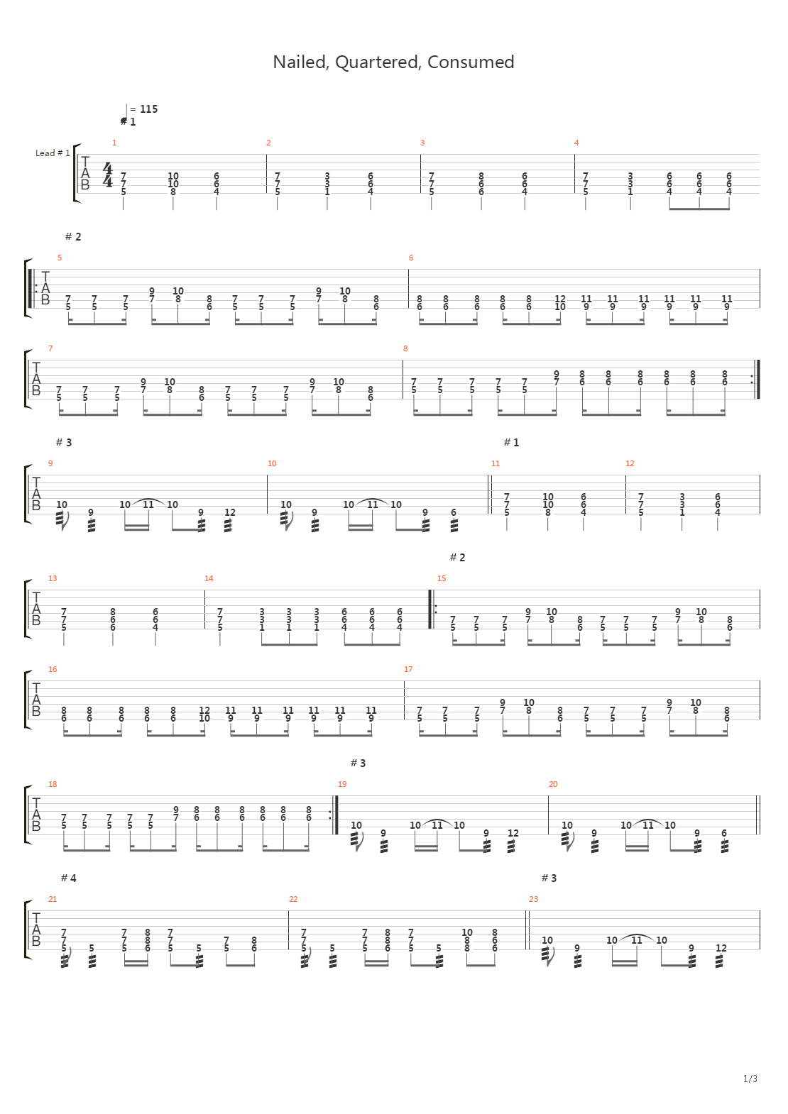 Nailed Quartered Consumed吉他谱