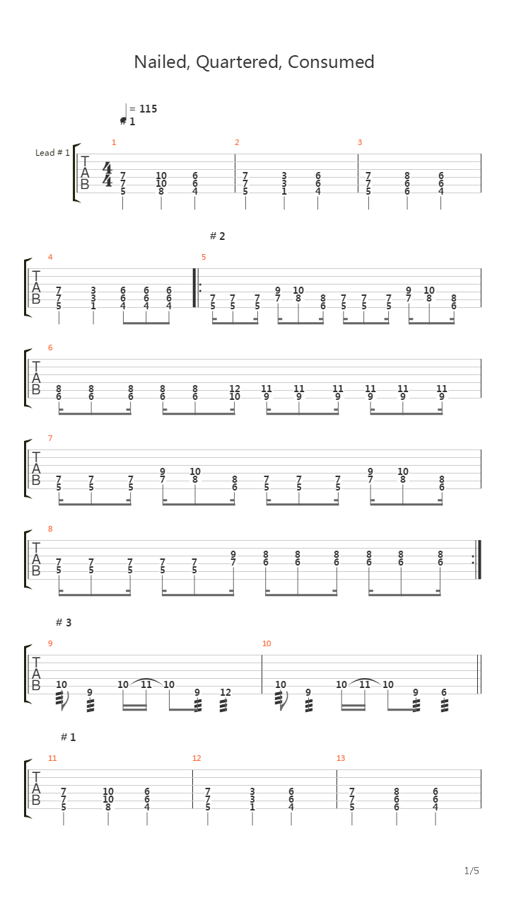 Nailed Quartered Consumed吉他谱