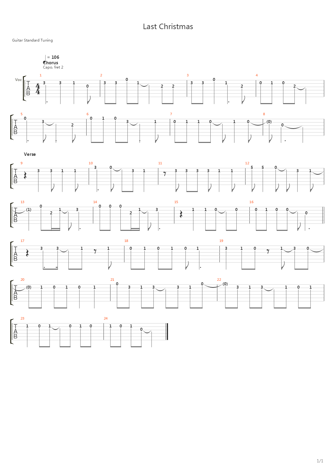 Last Christmas吉他谱
