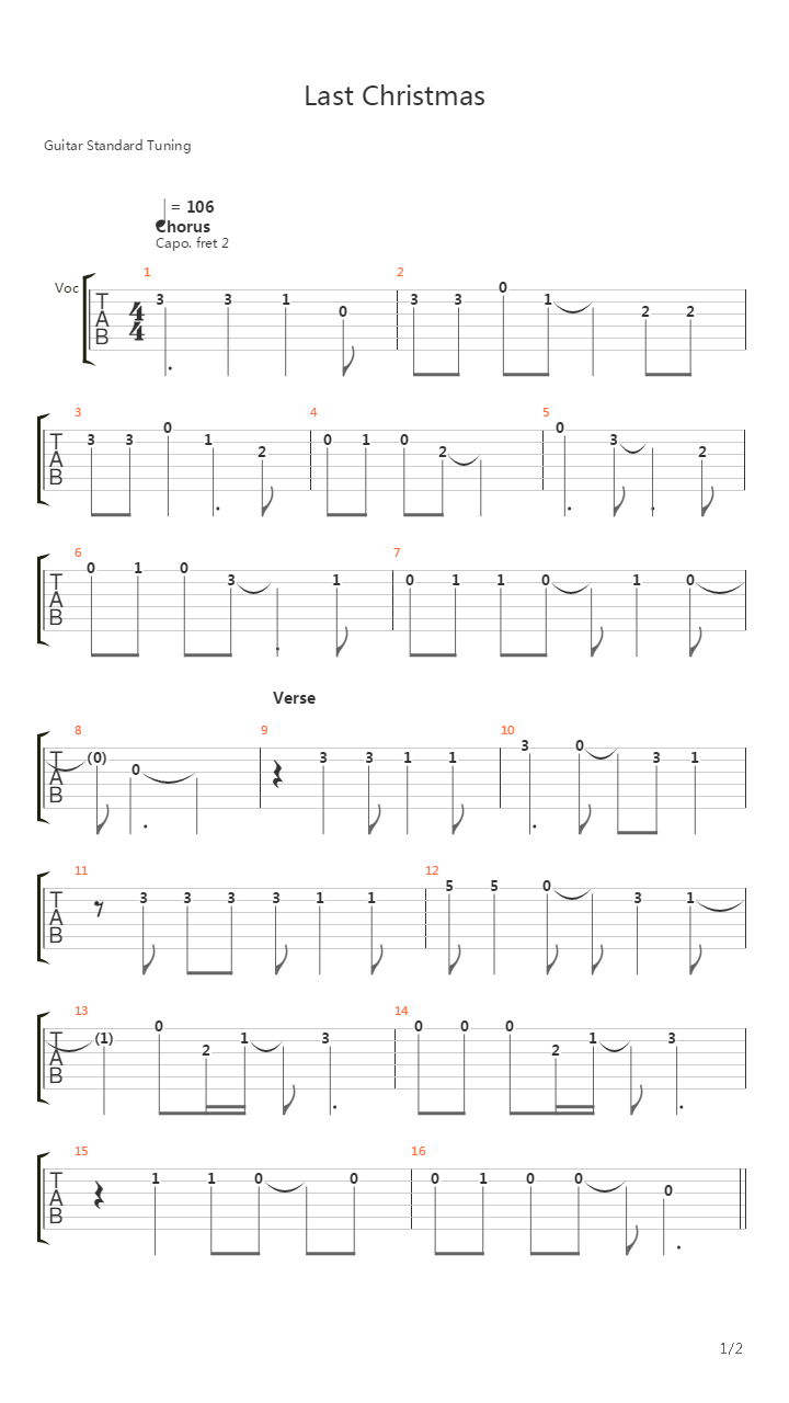 Last Christmas吉他谱
