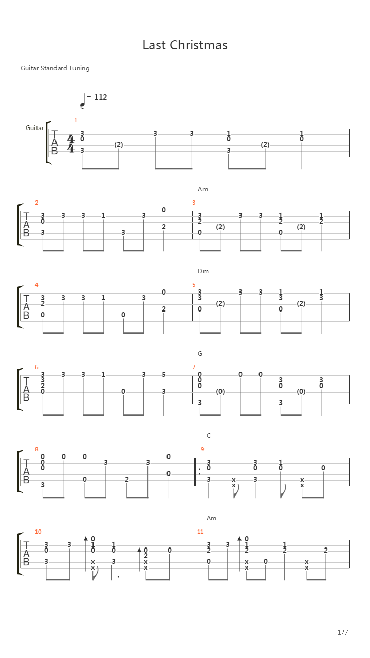 Last Christmas吉他谱