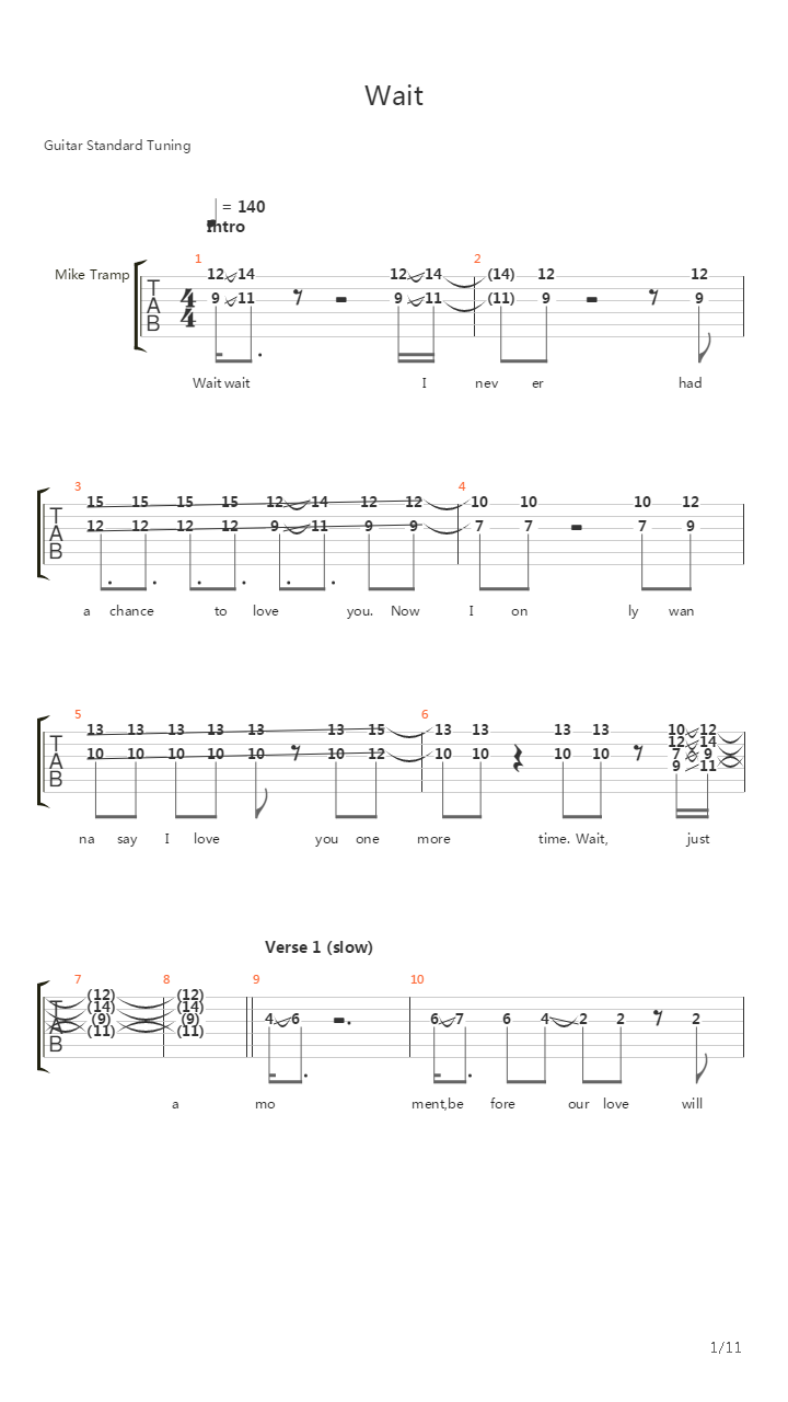 Wait吉他谱