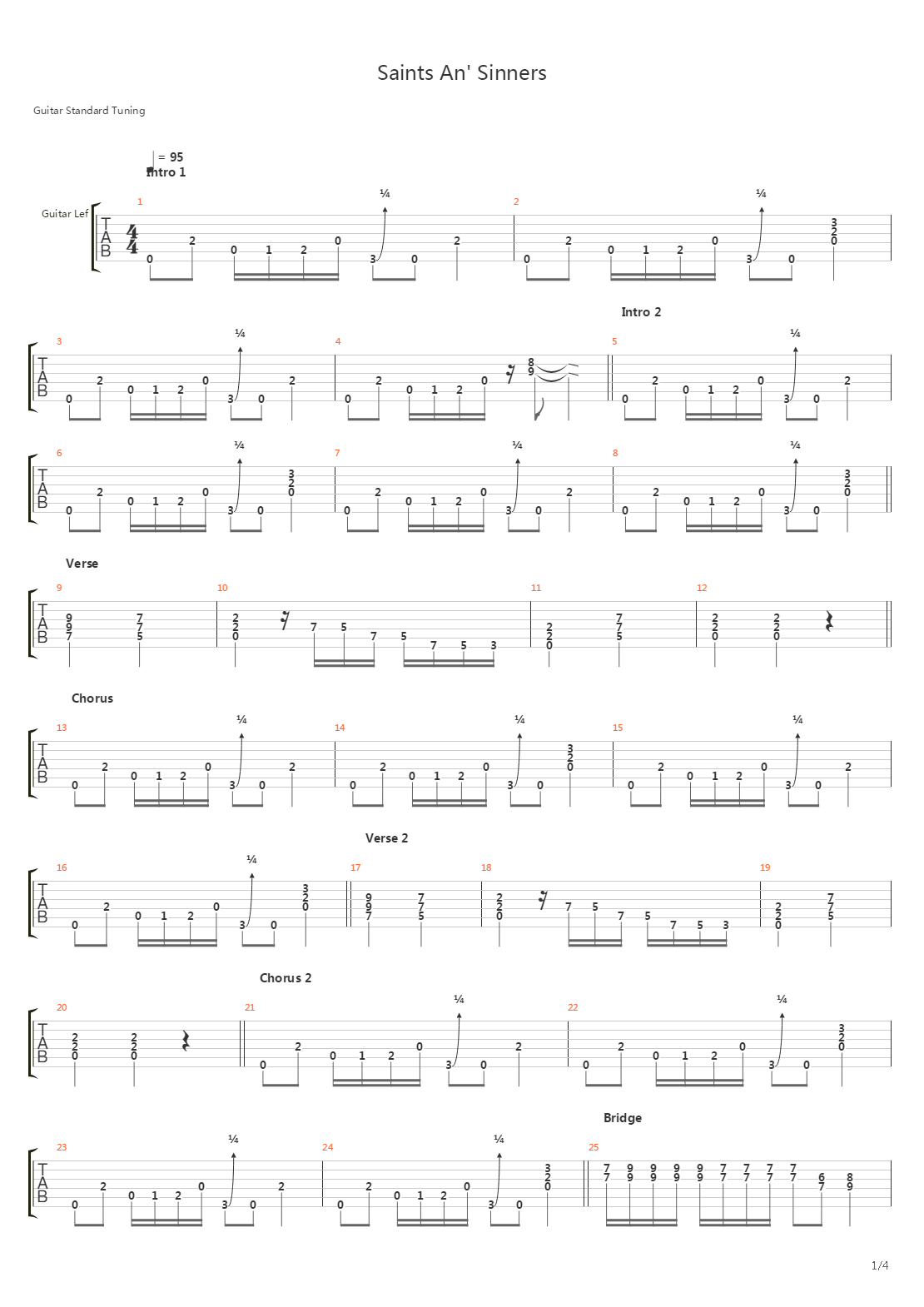 Saints An Sinners吉他谱