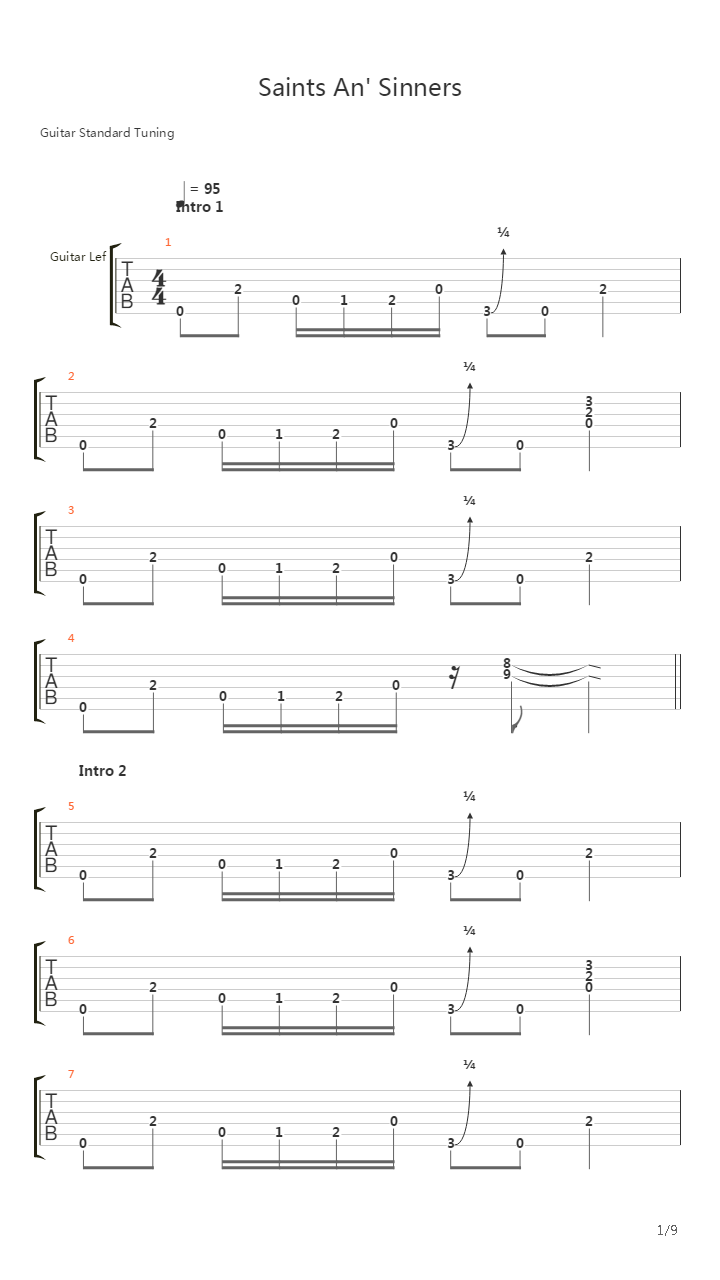 Saints An Sinners吉他谱