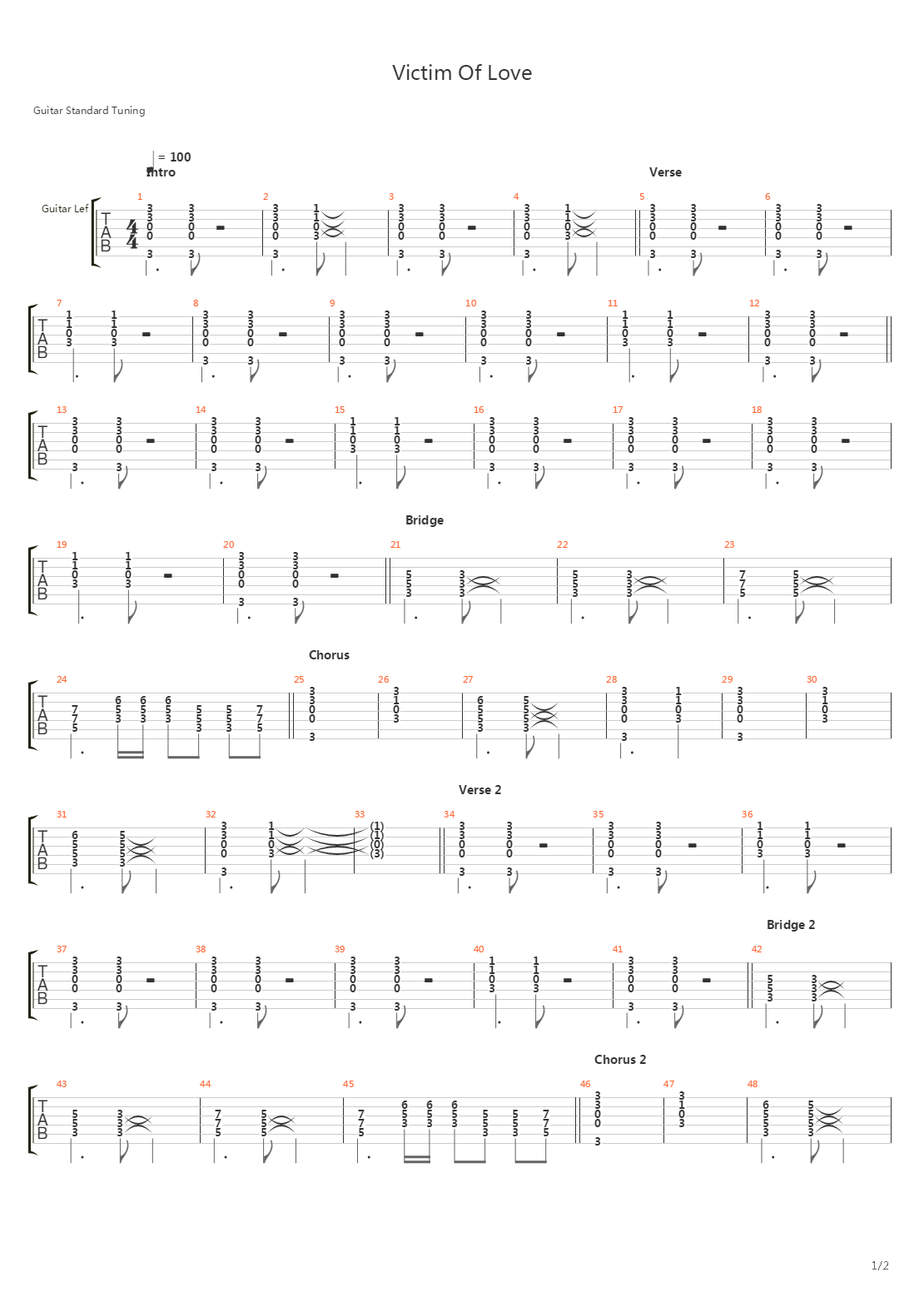 Victim Of Love吉他谱