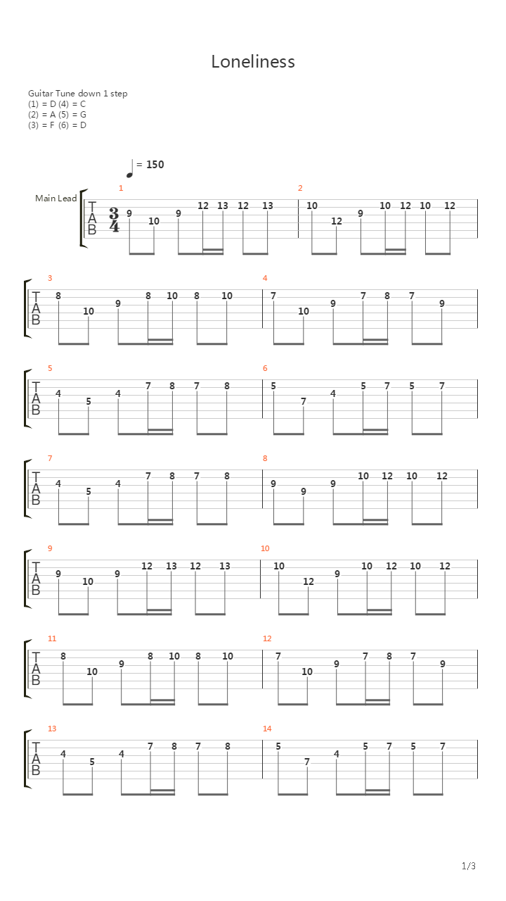 Loneliness Winter solo吉他谱