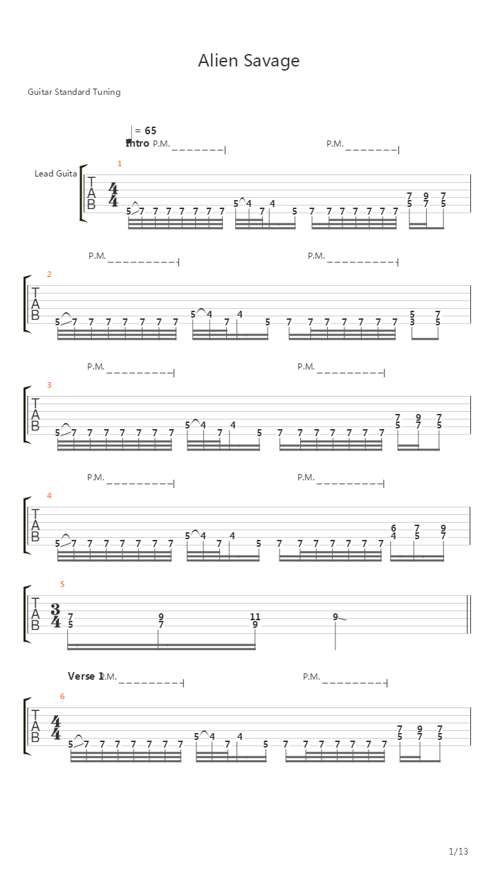 Alien Savage吉他谱