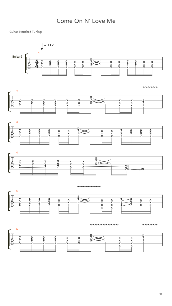 Come On And Love Me吉他谱