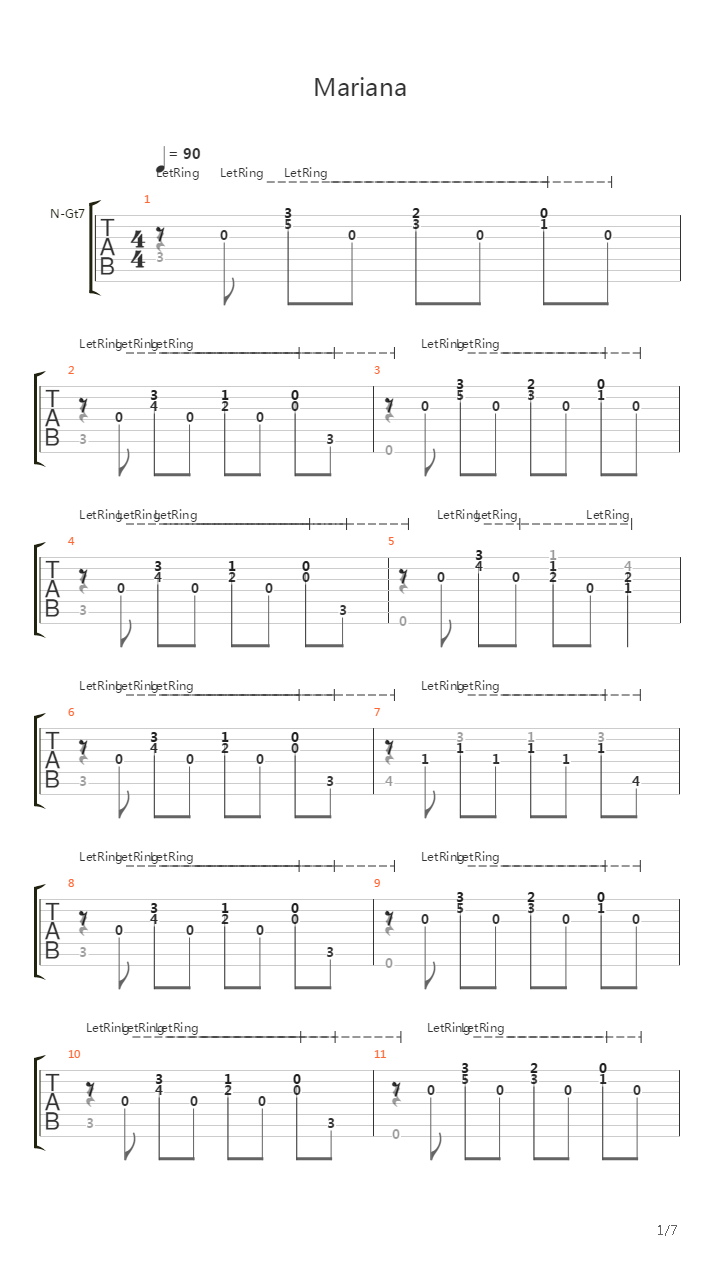 Mariana吉他谱
