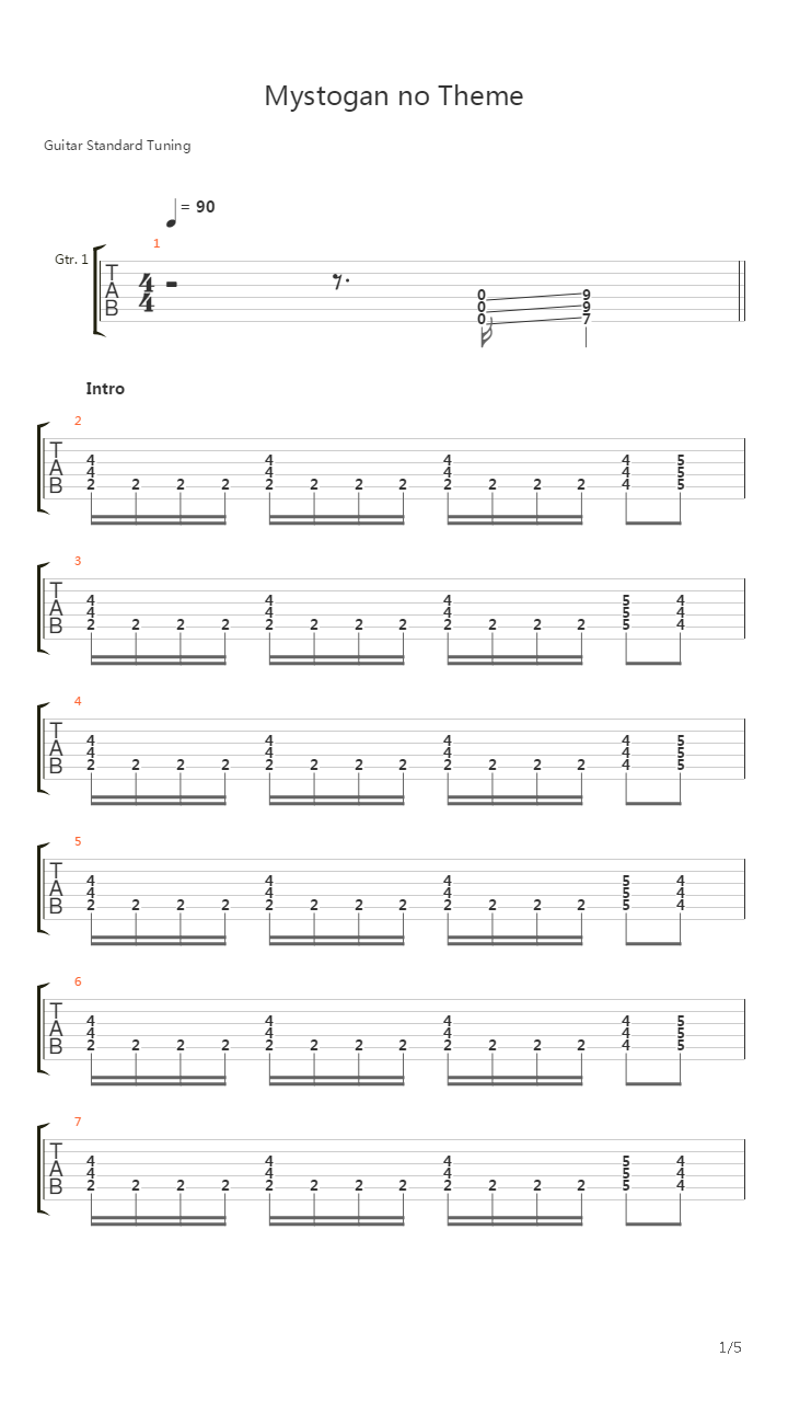 Mystogan No Theme吉他谱