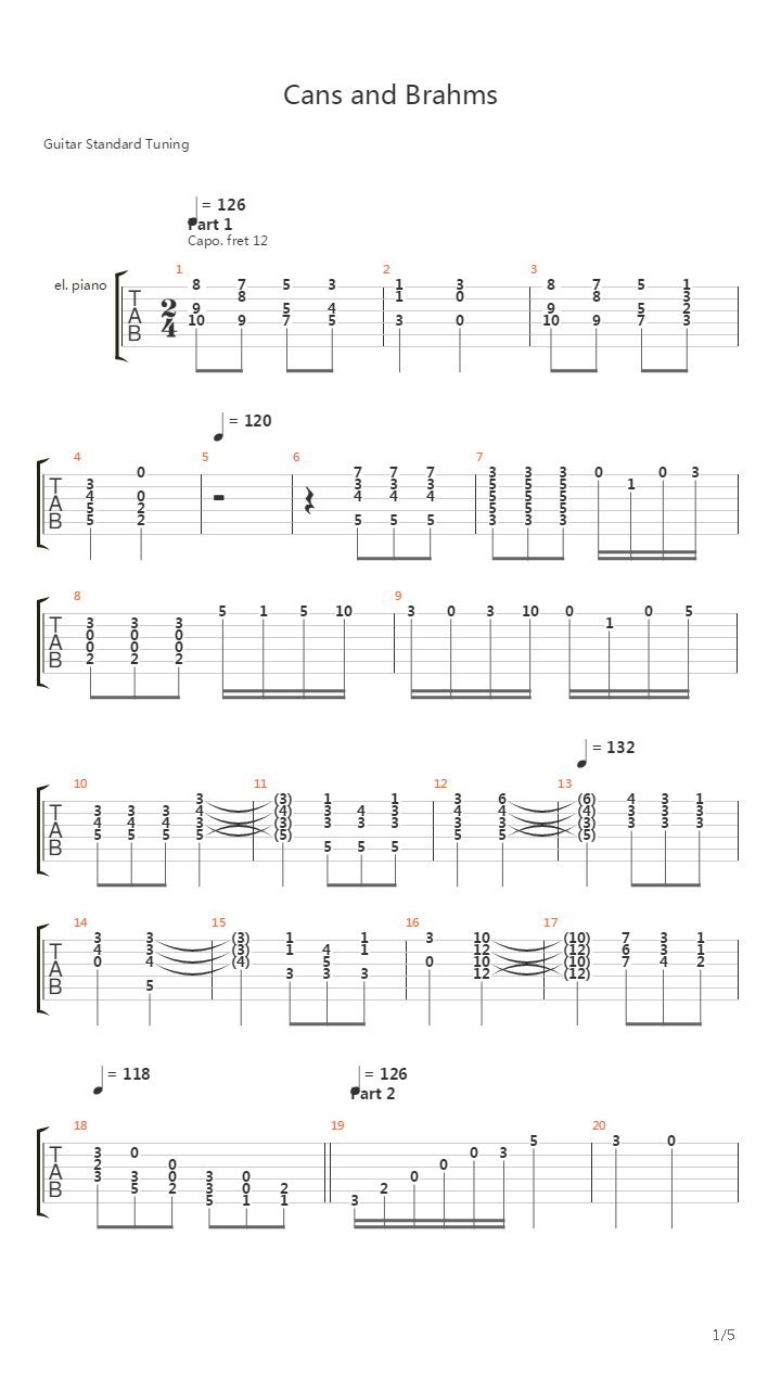 Cans And Brahms吉他谱