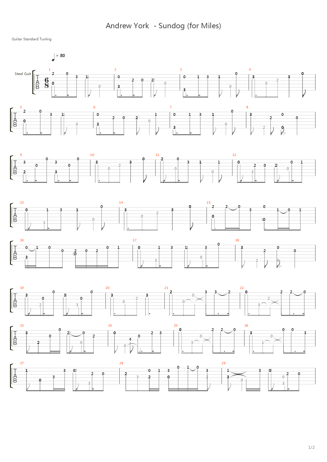 Sundog For Miles吉他谱