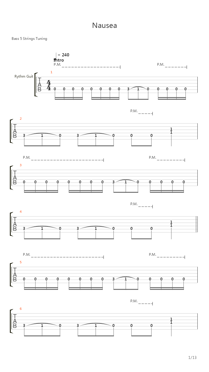 Nausea吉他谱