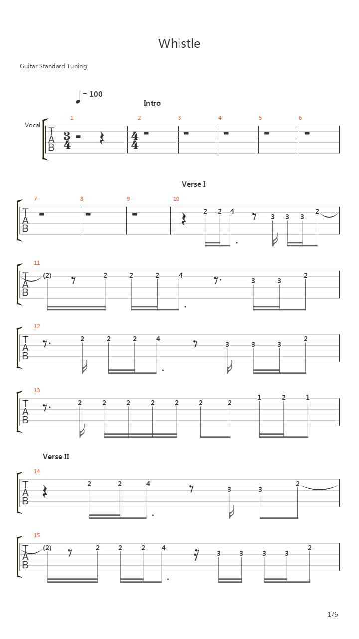 Whistle吉他谱